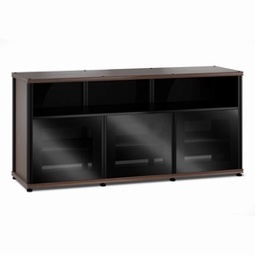 Salamander Designs Synergy 339 Triple AV Cabinet (Dark Walnut with Black Glass & Black Posts)