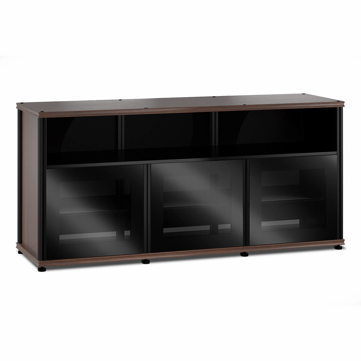 Salamander Designs Synergy 339 Triple AV Cabinet (Dark Walnut with Black Glass & Black Posts) hi-fi vibration control,hi-fi grounded cable,hi-fi stereo input selector