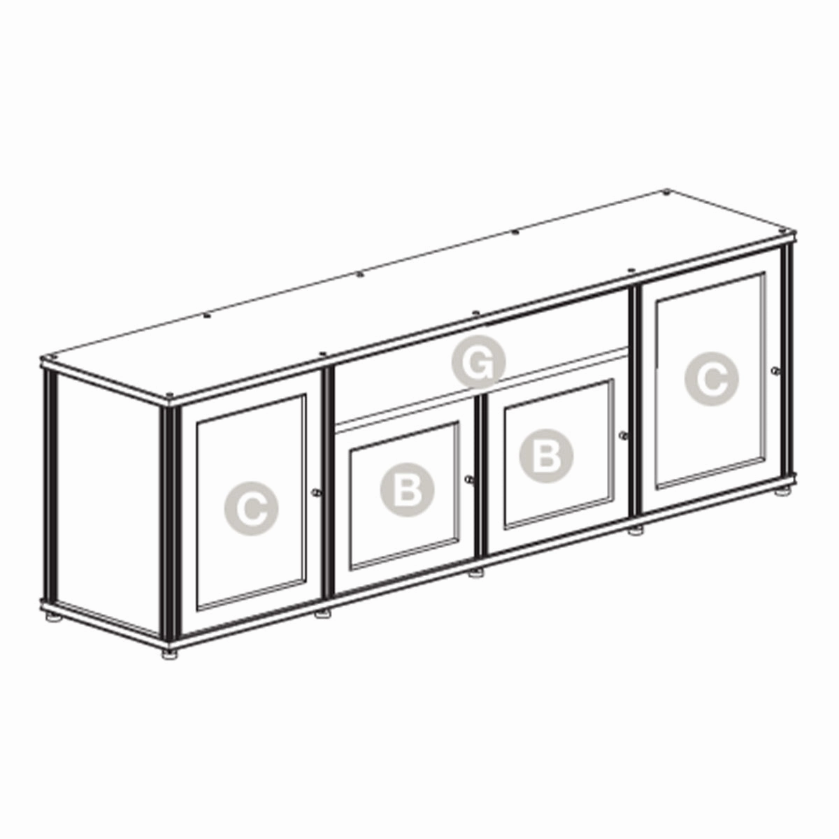 Salamander Designs Synergy 345 Quad AV Cabinet (American Cherry with Black Glass & Black Posts)