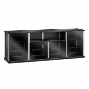 Salamander Designs Synergy 345 Quad AV Cabinet (Black Oak with Black Glass & Aluminum Posts) hi-fi digital to analog converter,hi-fi lossless streamer,hi-fi Roon-ready device