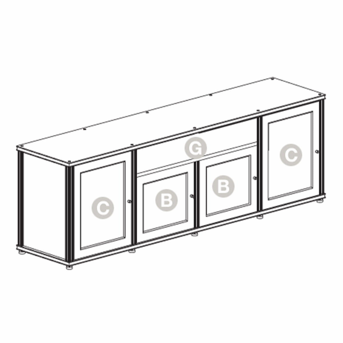 Salamander Designs Synergy 345 Quad AV Cabinet (Black Oak with Black Glass & Aluminum Posts)