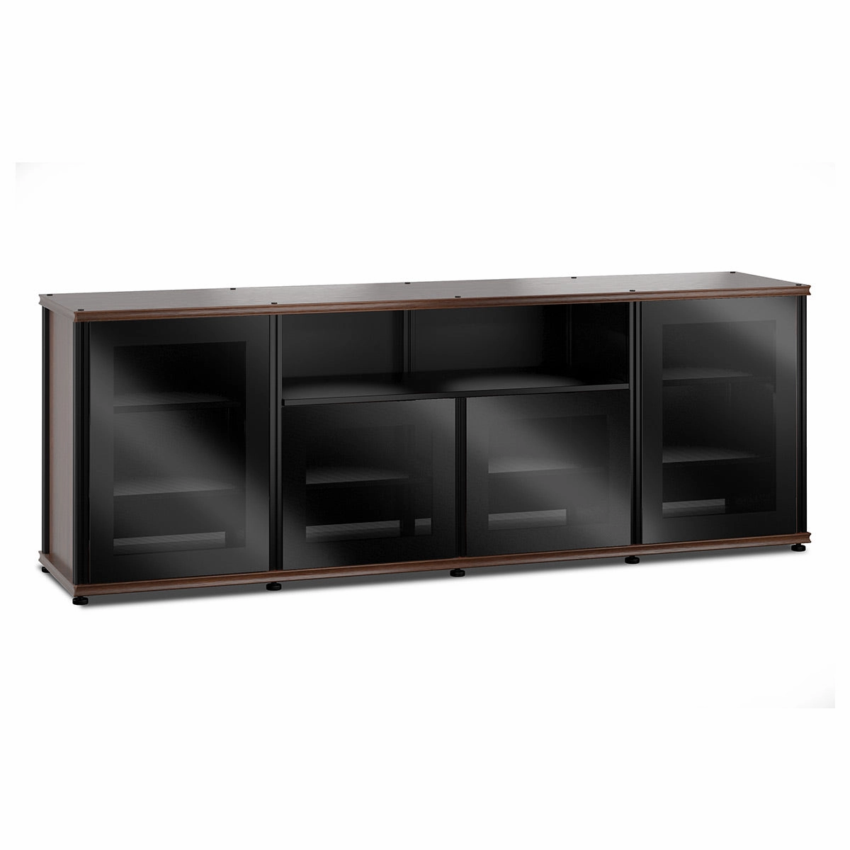 Salamander Designs Synergy 345 Quad AV Cabinet (Dark Walnut with Black Glass & Black Posts)