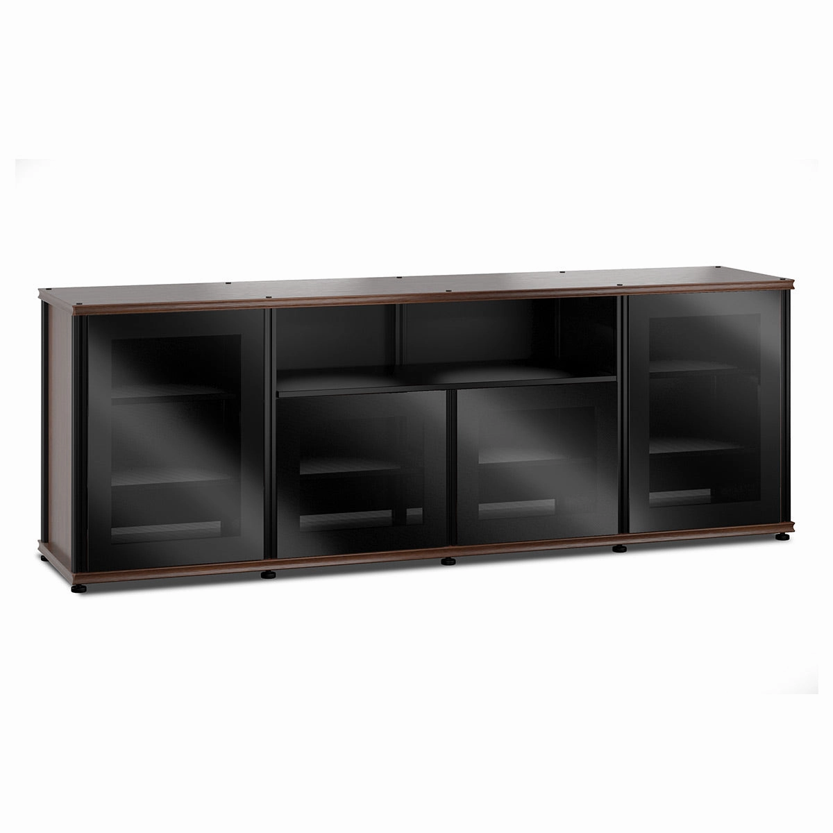 Salamander Designs Synergy 345 Quad AV Cabinet (Dark Walnut with Black Glass & Black Posts) hi-fi vibration control,hi-fi grounded cable,hi-fi stereo input selector