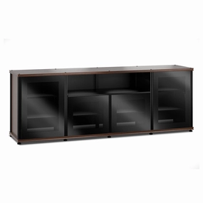 Salamander Designs Synergy 345 Quad AV Cabinet (Dark Walnut with Black Glass & Black Posts)