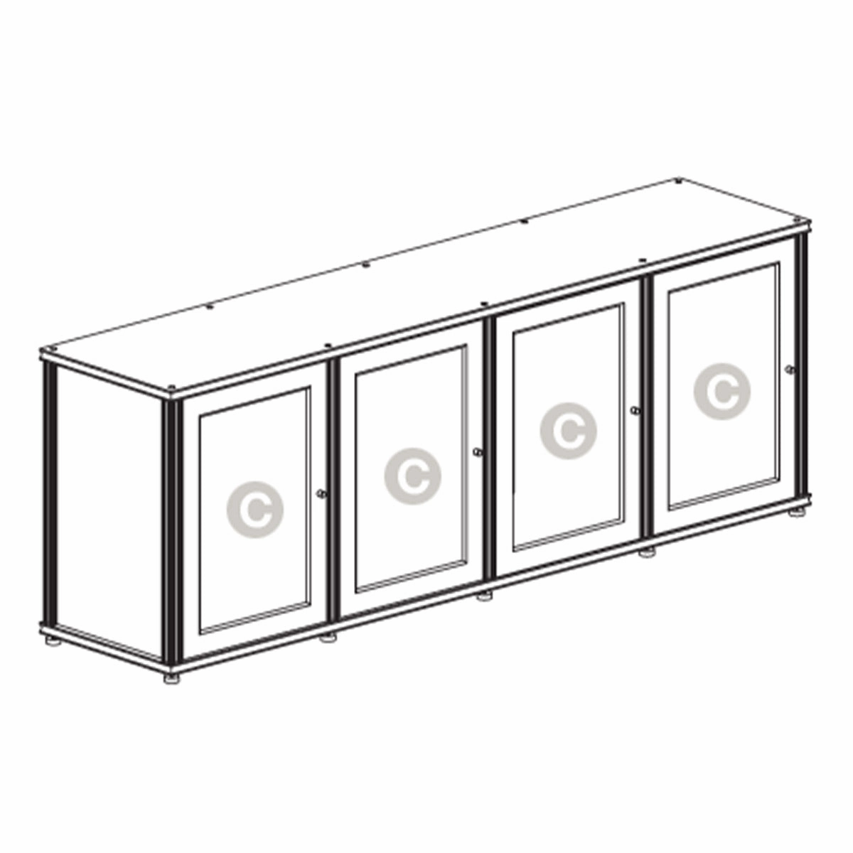 Salamander Designs Synergy 347 Quad AV Cabinet (Black Oak with Black Glass Doors & Aluminum Posts)