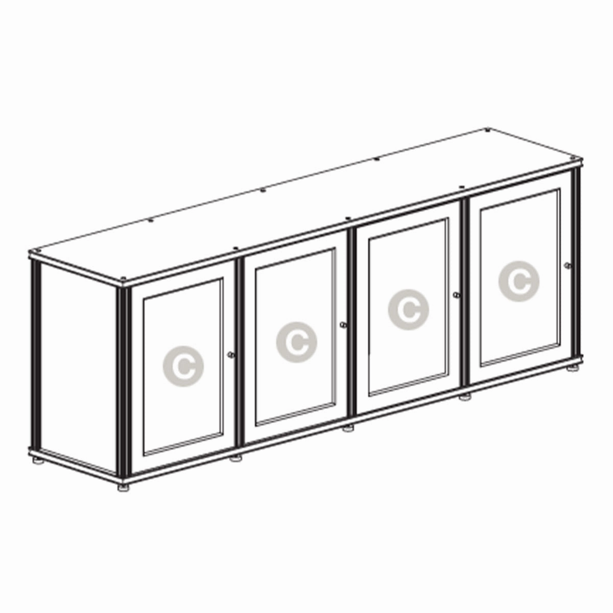 Salamander Designs Synergy 347 Quad AV Cabinet (Dark Walnut with Aluminum Posts)
