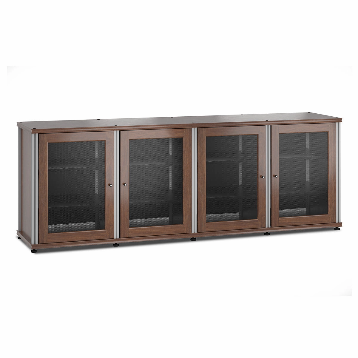 Salamander Designs Synergy 347 Quad AV Cabinet (Dark Walnut with Aluminum Posts) hi-fi digital to analog converter,hi-fi lossless streamer,hi-fi Roon-ready device