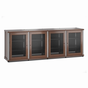 Salamander Designs Synergy 347 Quad AV Cabinet (Dark Walnut with Aluminum Posts) hi-fi digital to analog converter,hi-fi lossless streamer,hi-fi Roon-ready device