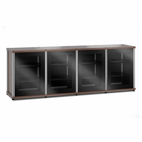 Salamander Designs Synergy 347 Quad AV Cabinet (Dark Walnut with Black Glass Doors & Aluminum Posts) hi-fi vibration control,hi-fi grounded cable,hi-fi stereo input selector