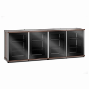 Salamander Designs Synergy 347 Quad AV Cabinet (Dark Walnut with Black Glass Doors & Aluminum Posts) hi-fi digital to analog converter,hi-fi lossless streamer,hi-fi Roon-ready device