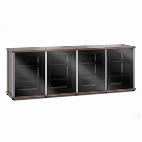 Salamander Designs Synergy 347 Quad AV Cabinet (Dark Walnut with Black Glass Doors & Aluminum Posts)