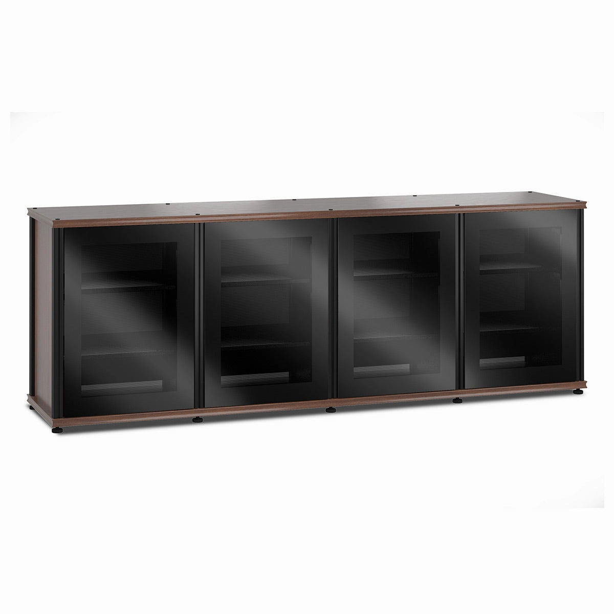Salamander Designs Synergy 347 Quad AV Cabinet (Dark Walnut with Black Glass Doors & Black Posts)