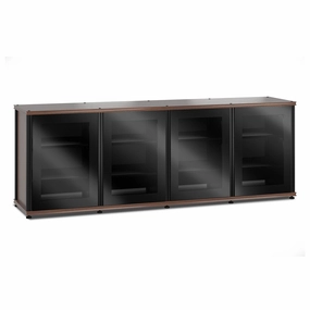 Salamander Designs Synergy 347 Quad AV Cabinet (Dark Walnut with Black Glass Doors & Black Posts)