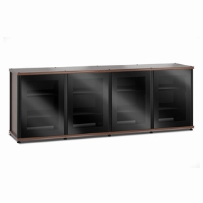 Salamander Designs Synergy 347 Quad AV Cabinet (Dark Walnut with Black Glass Doors & Black Posts) hi-fi digital to analog converter,hi-fi lossless streamer,hi-fi Roon-ready device