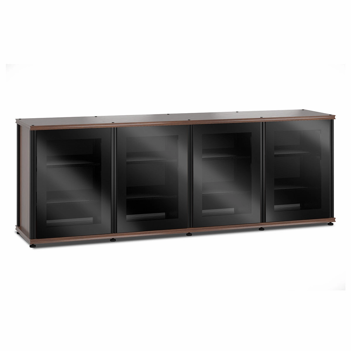 Salamander Designs Synergy 347 Quad AV Cabinet (Dark Walnut with Black Glass Doors & Black Posts) hi-fi digital to analog converter,hi-fi lossless streamer,hi-fi Roon-ready device