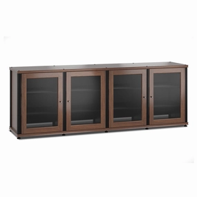 Salamander Designs Synergy 347 Quad AV Cabinet (Dark Walnut with Black Posts) hi-fi digital to analog converter,hi-fi lossless streamer,hi-fi Roon-ready device