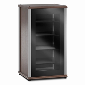 Salamander Designs Synergy 402 AV Cabinet (Dark Walnut with Black Glass Doors & Aluminum Posts) hi-fi digital to analog converter,hi-fi lossless streamer,hi-fi Roon-ready device