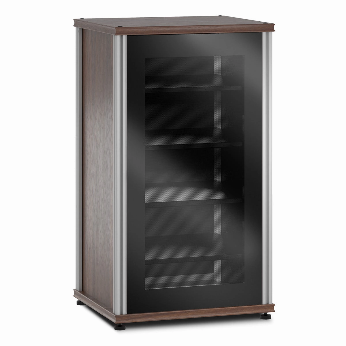 Salamander Designs Synergy 402 AV Cabinet (Dark Walnut with Black Glass Doors & Aluminum Posts)