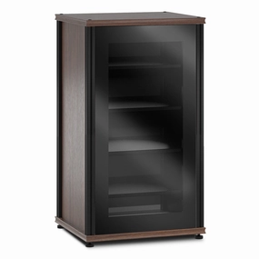 Salamander Designs Synergy 402 AV Cabinet (Dark Walnut with Black Glass Doors & Black Posts) hi-fi digital to analog converter,hi-fi lossless streamer,hi-fi Roon-ready device
