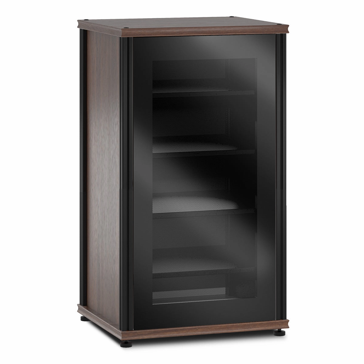 Salamander Designs Synergy 402 AV Cabinet (Dark Walnut with Black Glass Doors & Black Posts) hi-fi digital to analog converter,hi-fi lossless streamer,hi-fi Roon-ready device