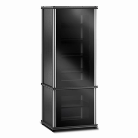 Salamander Designs Synergy 603 Single AV Cabinet (BlackOak with Black Glass & Aluminum Posts)