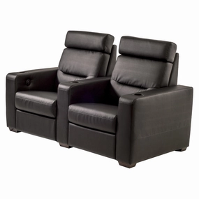 Salamander Designs TC3 AV Basics 2-Seat Straight Motorized Recliner Home Theater Seating (Black Bonded Leather)