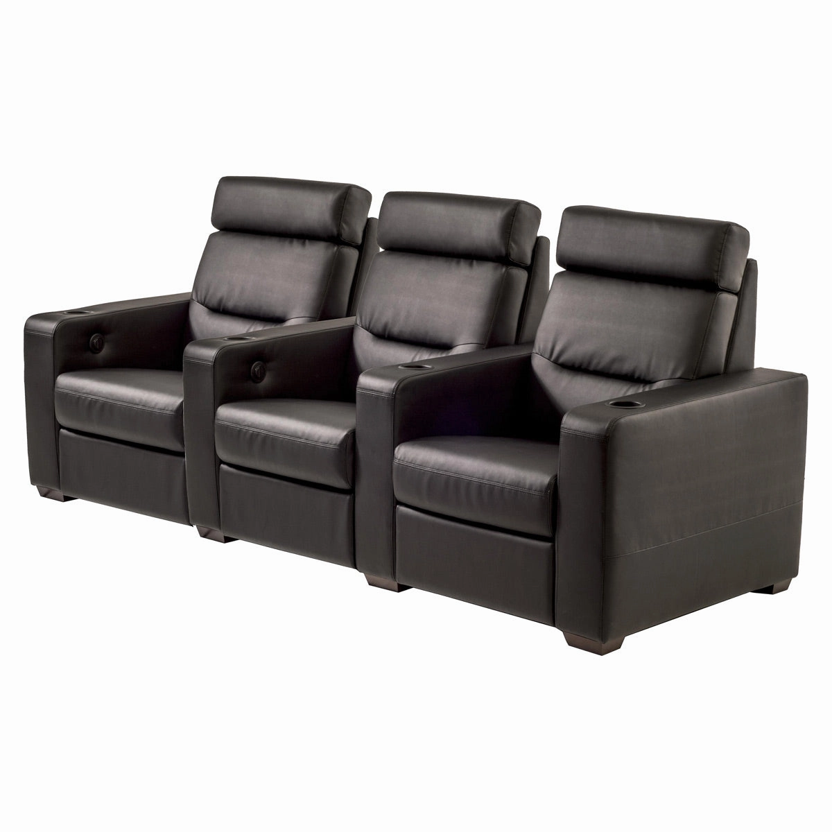 Salamander Designs TC3 AV Basics 3-Seat Straight Motorized Recliner Home Theater Seating (Black Bonded Leather)