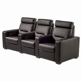 Salamander Designs TC3 AV Basics 3-Seat Straight Motorized Recliner Home Theater Seating (Black Bonded Leather)