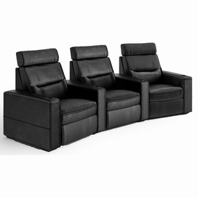 Salamander Designs TC3 AV Basics 3-Seat Wedge Motorized Recliner Home Theater Seating (Black Bonded Leather)