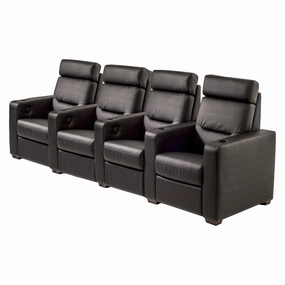Salamander Designs TC3 AV Basics 4-Seat Straight Motorized Recliner Home Theater Seating (Black Bonded Leather)