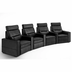 Salamander Designs TC3 AV Basics 4-Seat Wedge Motorized Recliner Home Theater Seating (Black Bonded Leather)