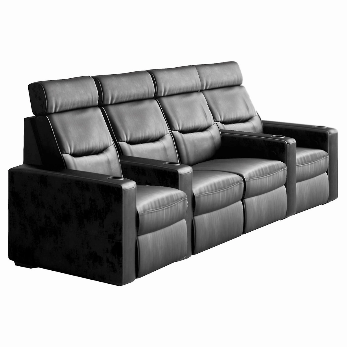 Salamander Designs TC3 AV Basics 4-Seat with Loveseat Straight Motorized Recliner Home Theater Seating (Black Bonded Leather)