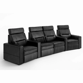 Salamander Designs TC3 AV Basics 4-Seat with Loveseat Wedge Motorized Recliner Home Theater Seating (Black Bonded Leather)