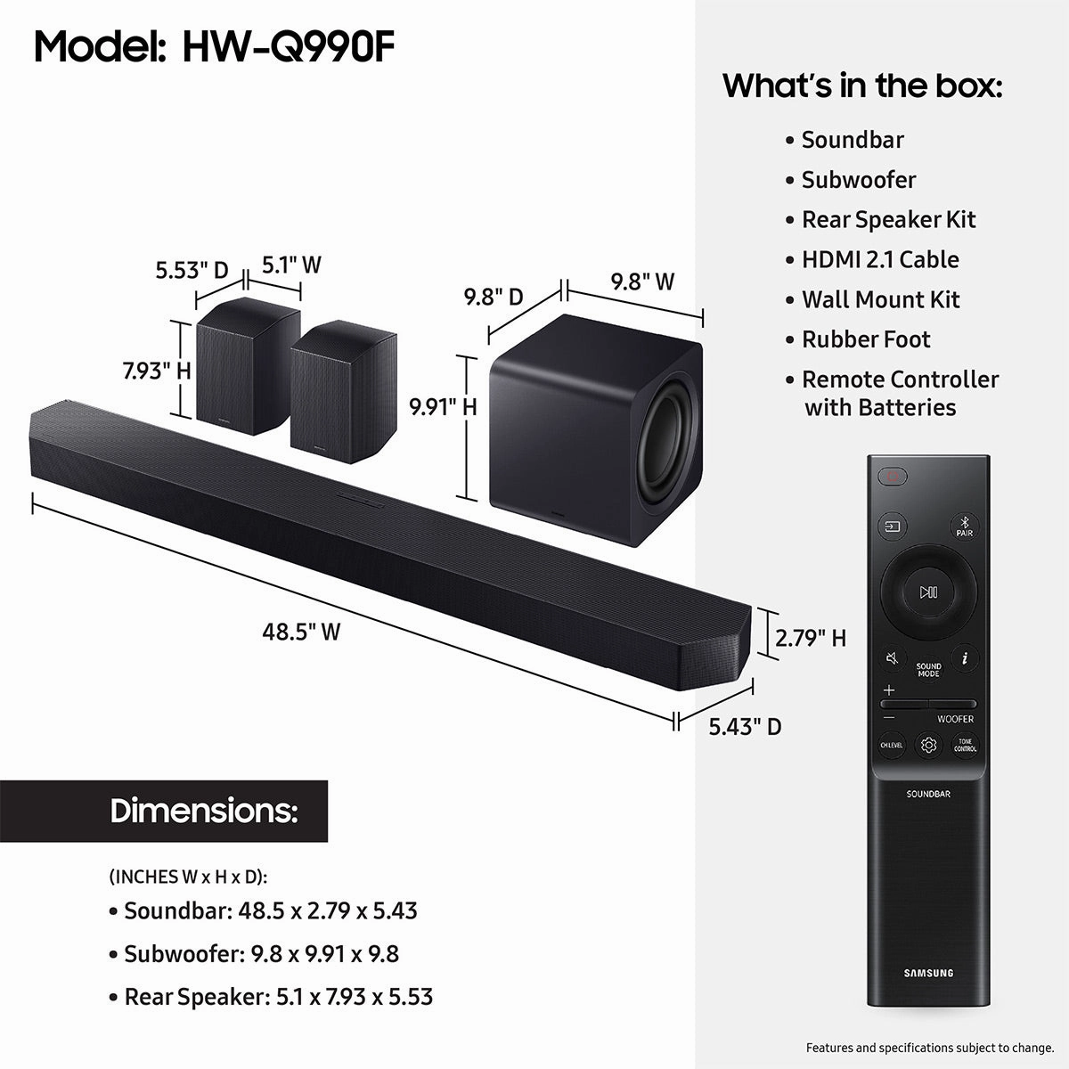Samsung HW-Q990F 11.1.4 Channel Sound System