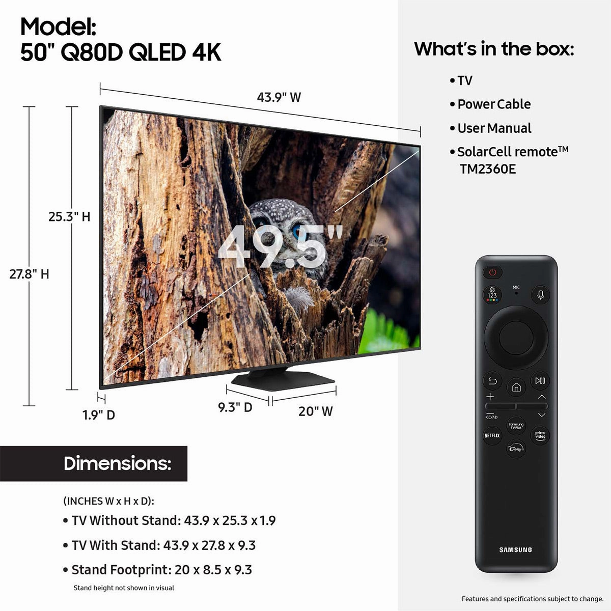 Samsung Q80D 50" 4K QLED Smart TV (2024)