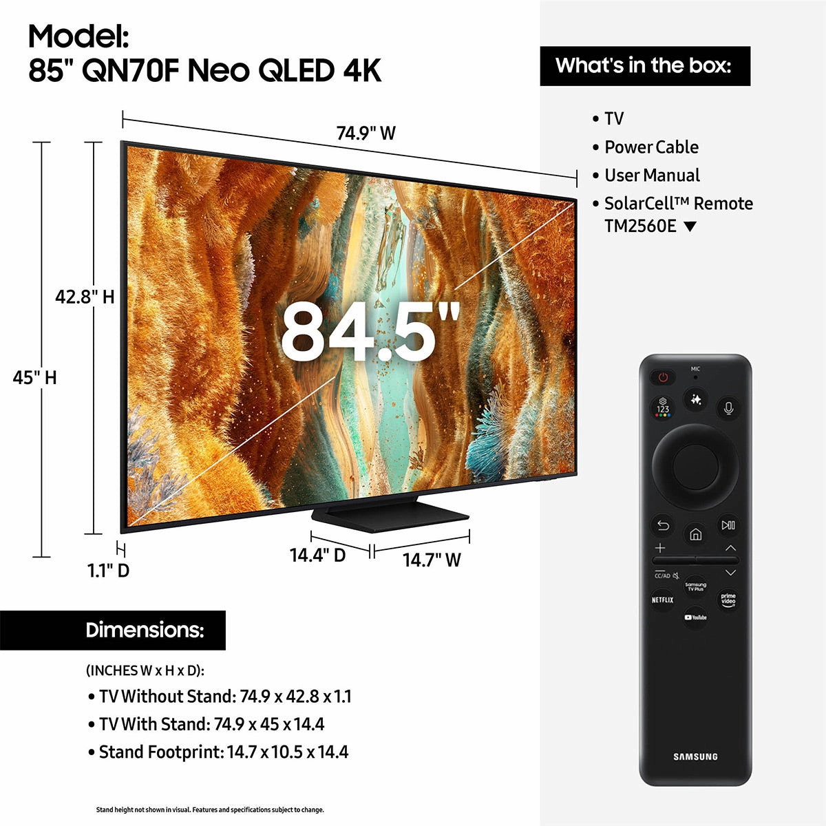 Samsung QN70F 85" 4K Neo QLED Mini LED Smart TV (2025)