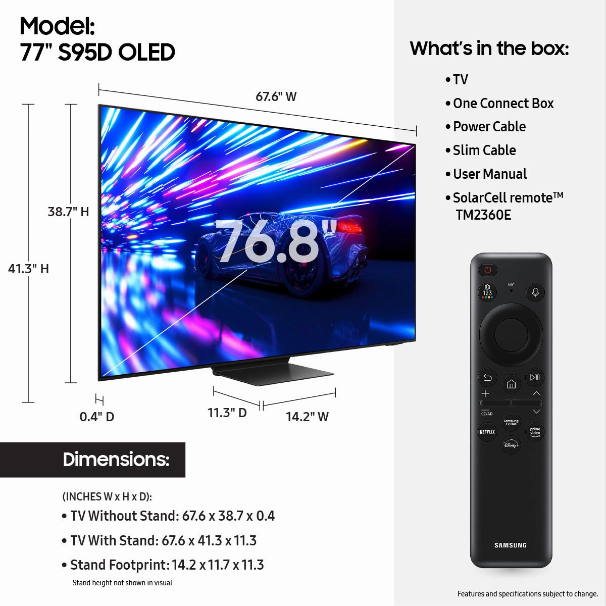 Samsung QN77S95DA 77" 4K Quantum Dot OLED Smart TV (2024)
