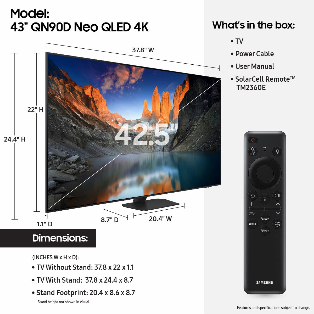 Samsung QN90D 43" 4K Neo QLED Smart TV (2024)