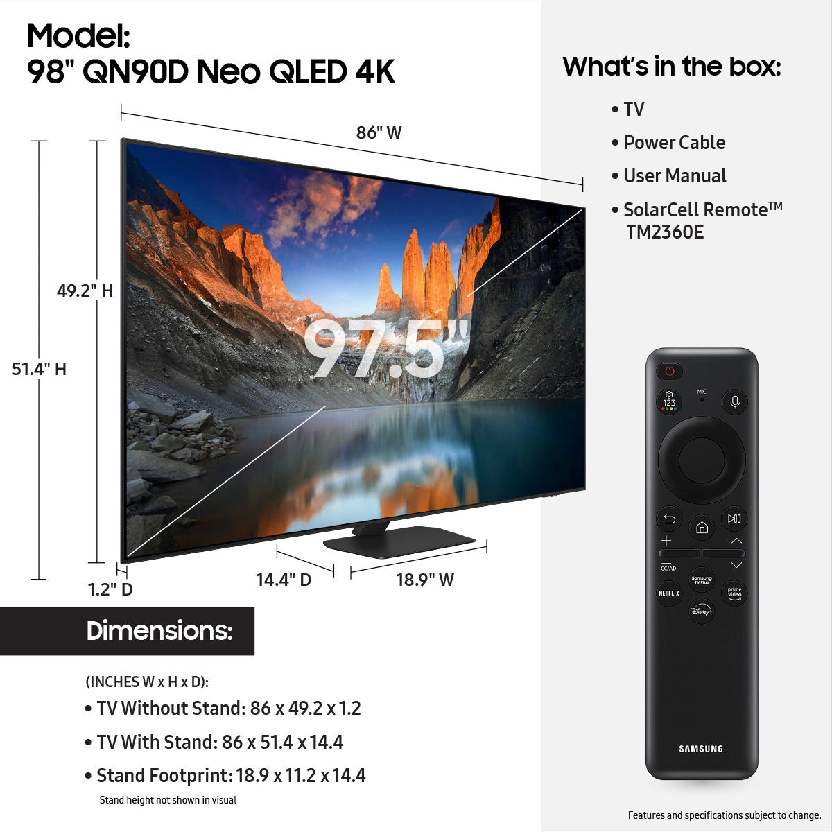 Samsung QN90D 98" 4K Neo QLED Smart TV (2024)