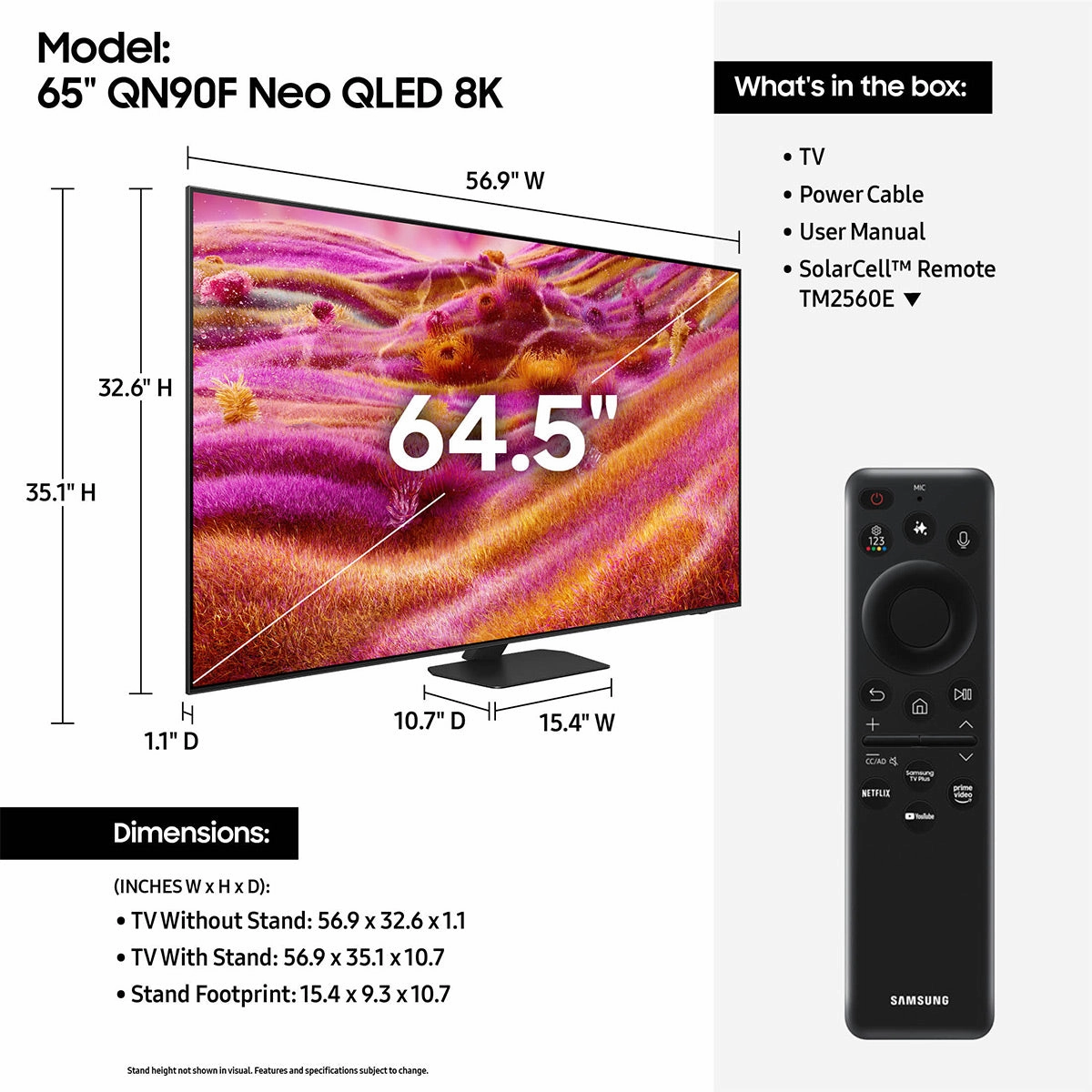 Samsung QN90F 65" 4K Neo QLED Mini LED Smart TV (2025)