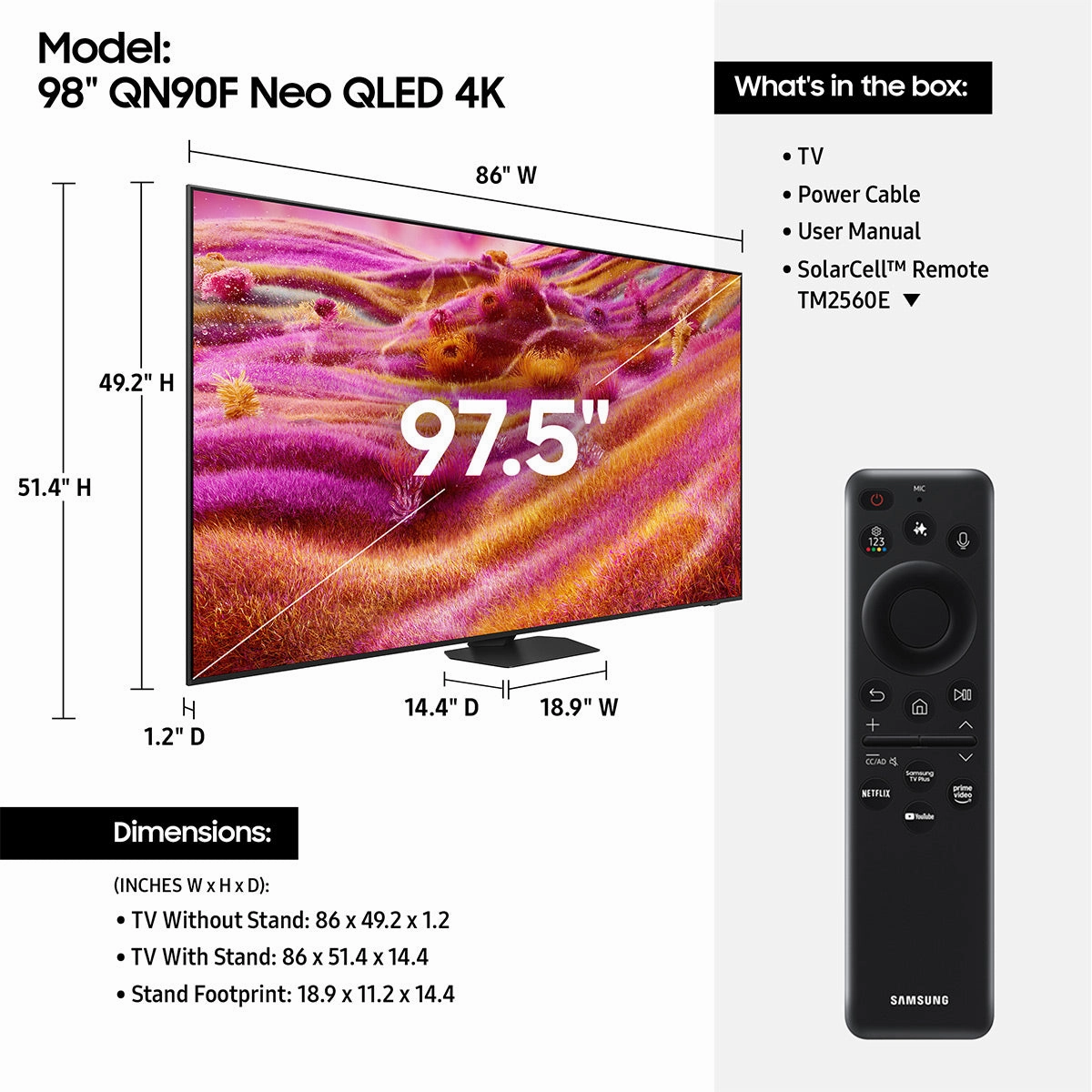Samsung QN90F 98" 4K Neo QLED Mini LED Smart TV (2025)