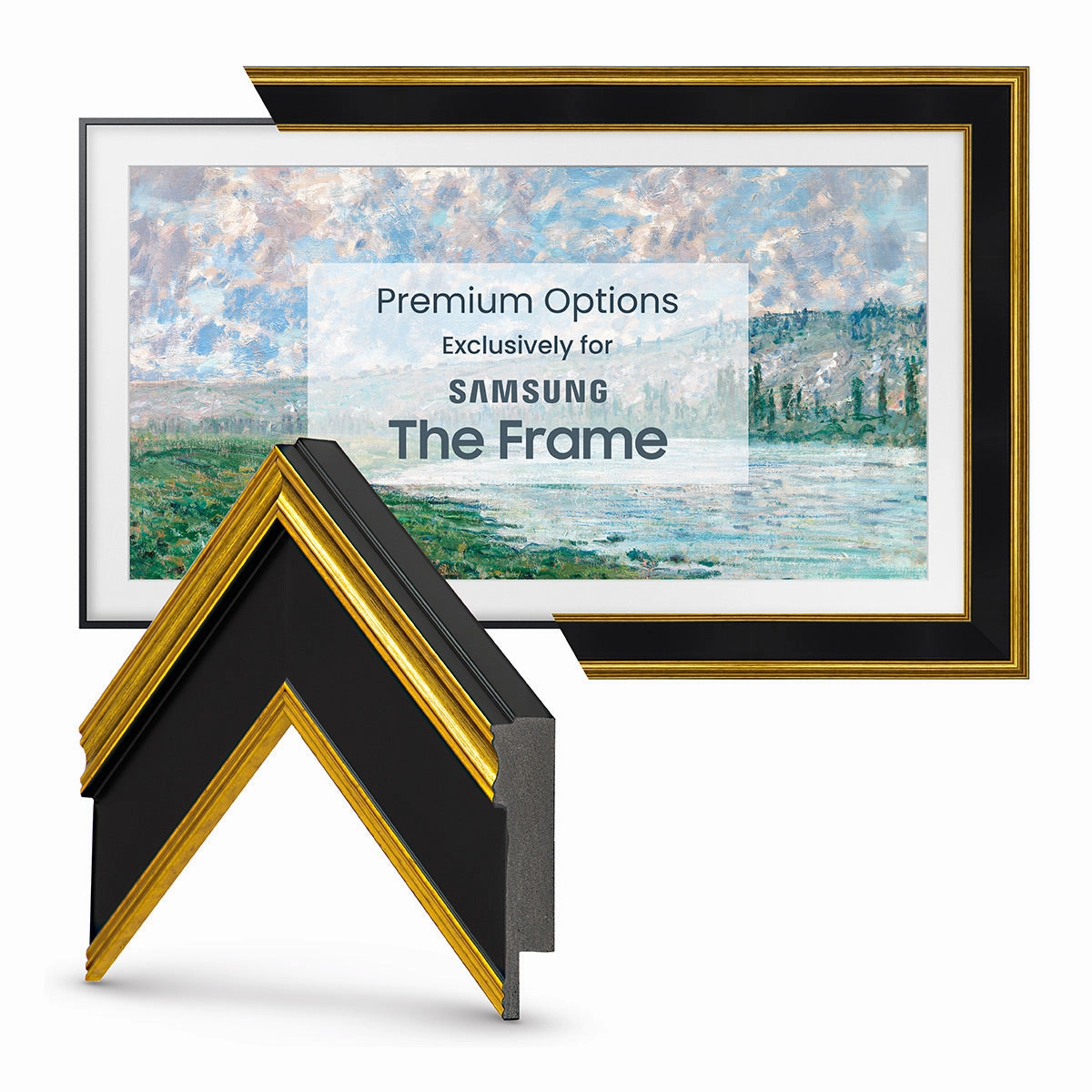 Samsung The Frame 65" QLED HDR Smart TV (2024) with Deco TV 65" Customizable Frame (Antique Gold & Black)