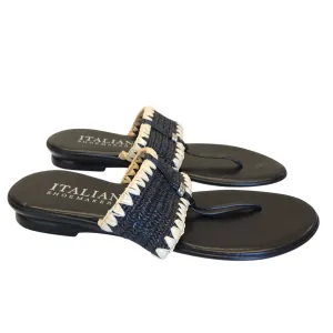 Sandals Flats By Italian Shoemakers In Black, Size:7