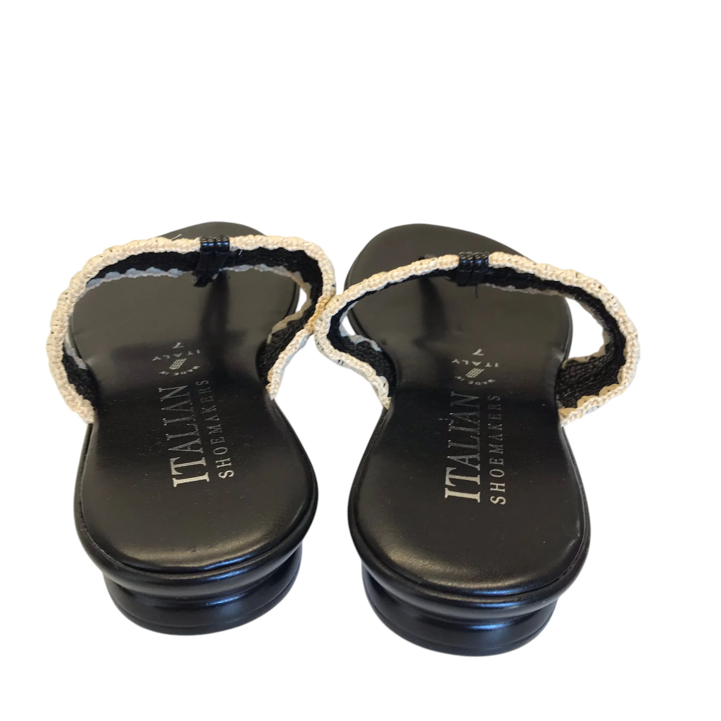 Sandals Flats By Italian Shoemakers In Black, Size:7