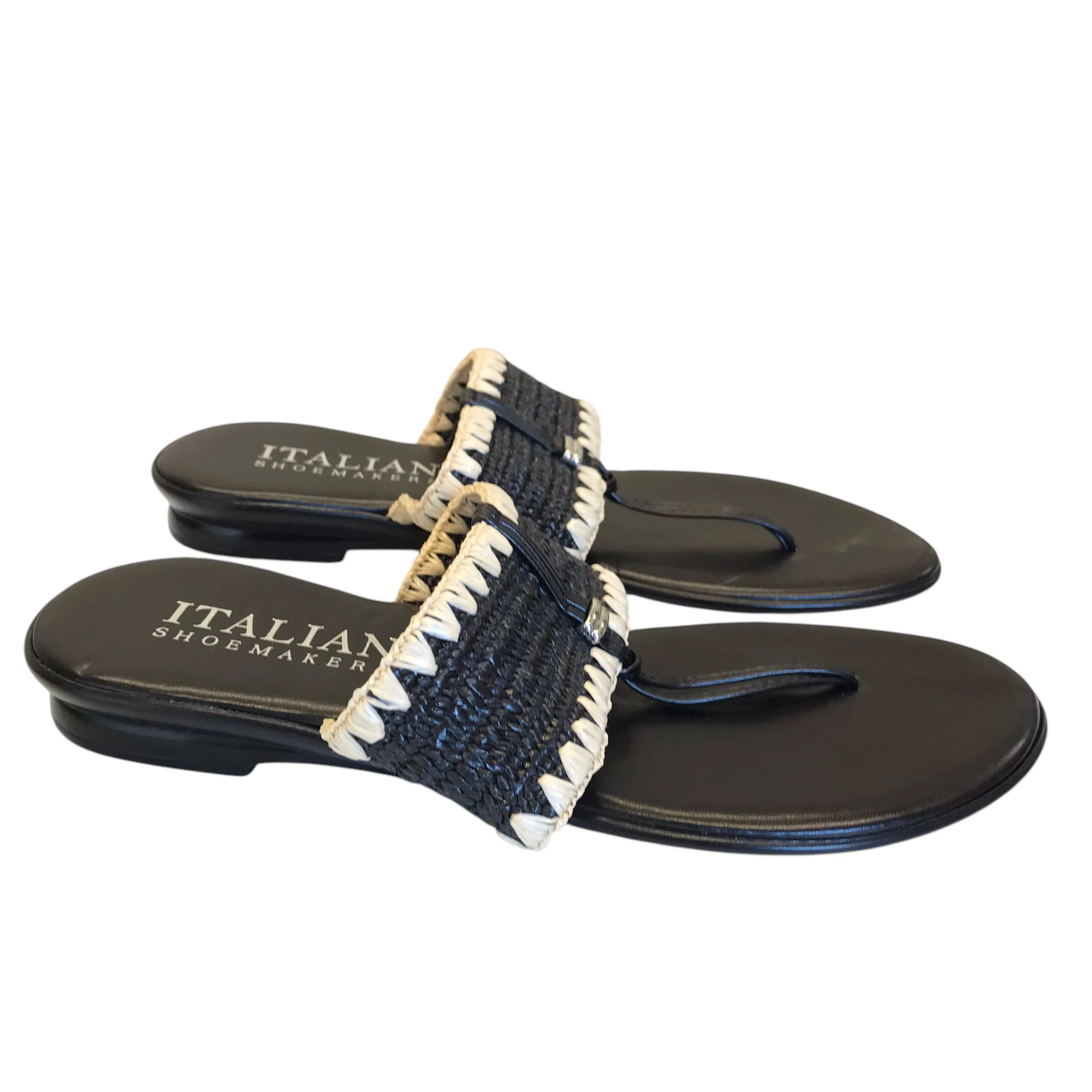 Sandals Flats By Italian Shoemakers In Black, Size:7