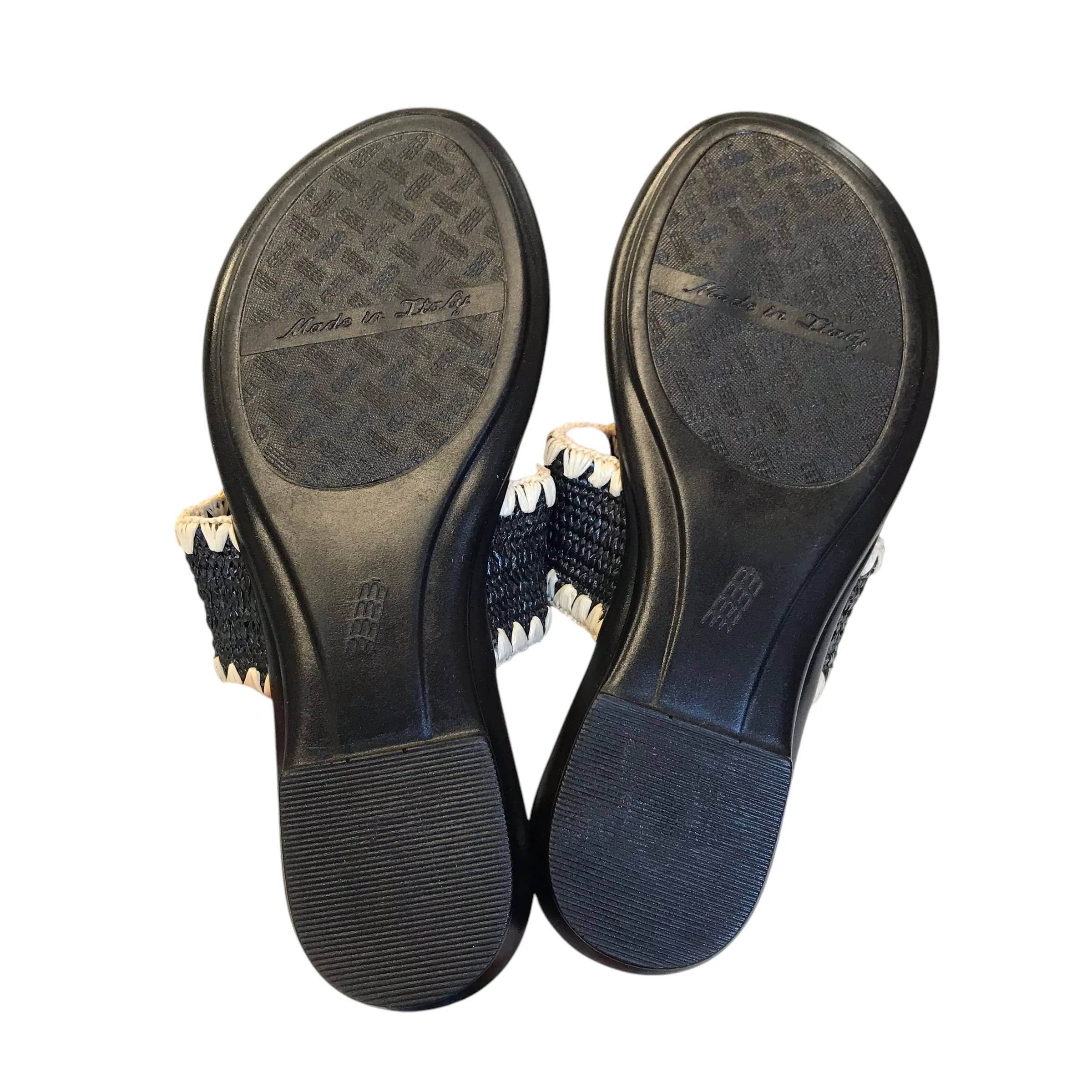 Sandals Flats By Italian Shoemakers In Black, Size:7