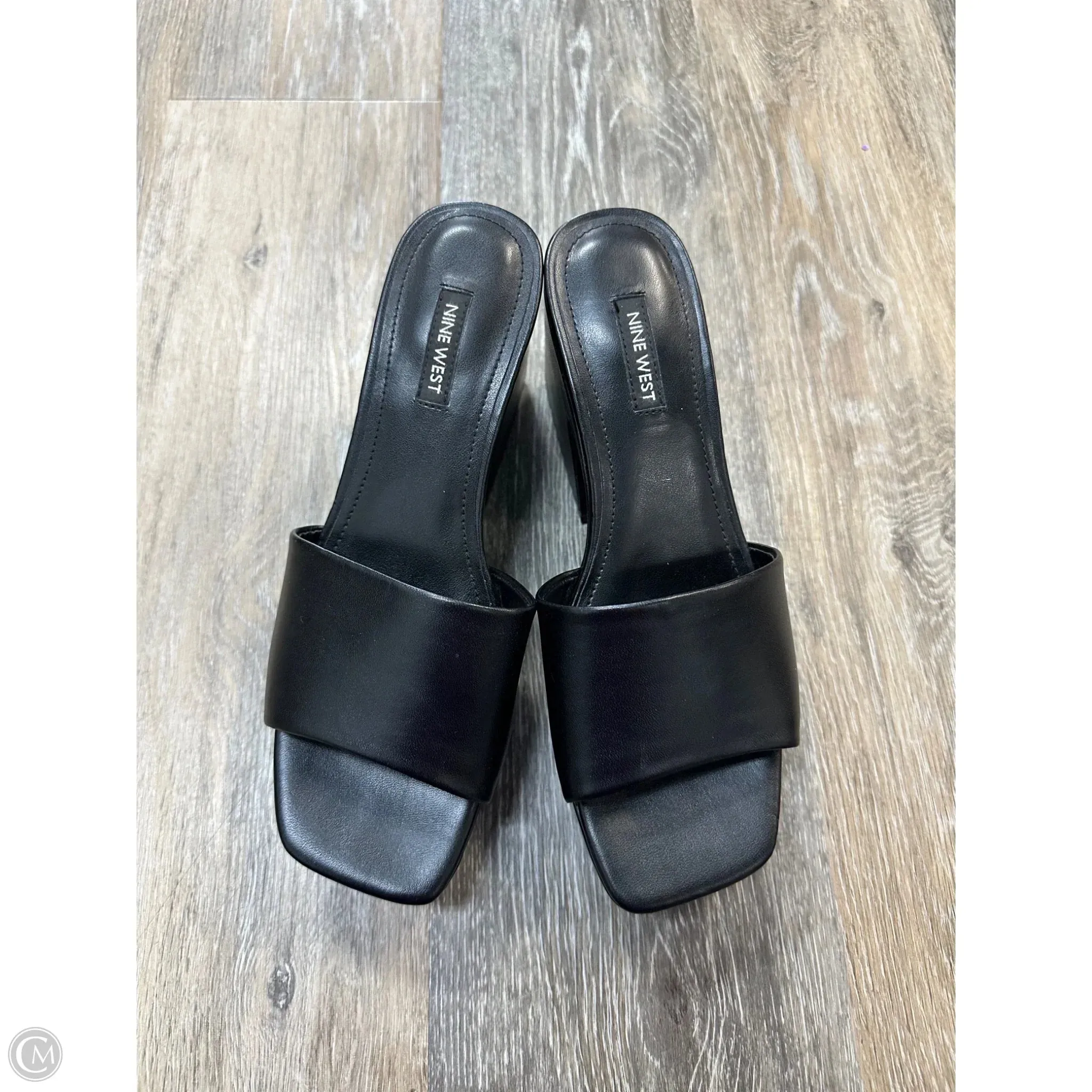 Sandals Heels Block By Nine West In Black, Size: 7.5