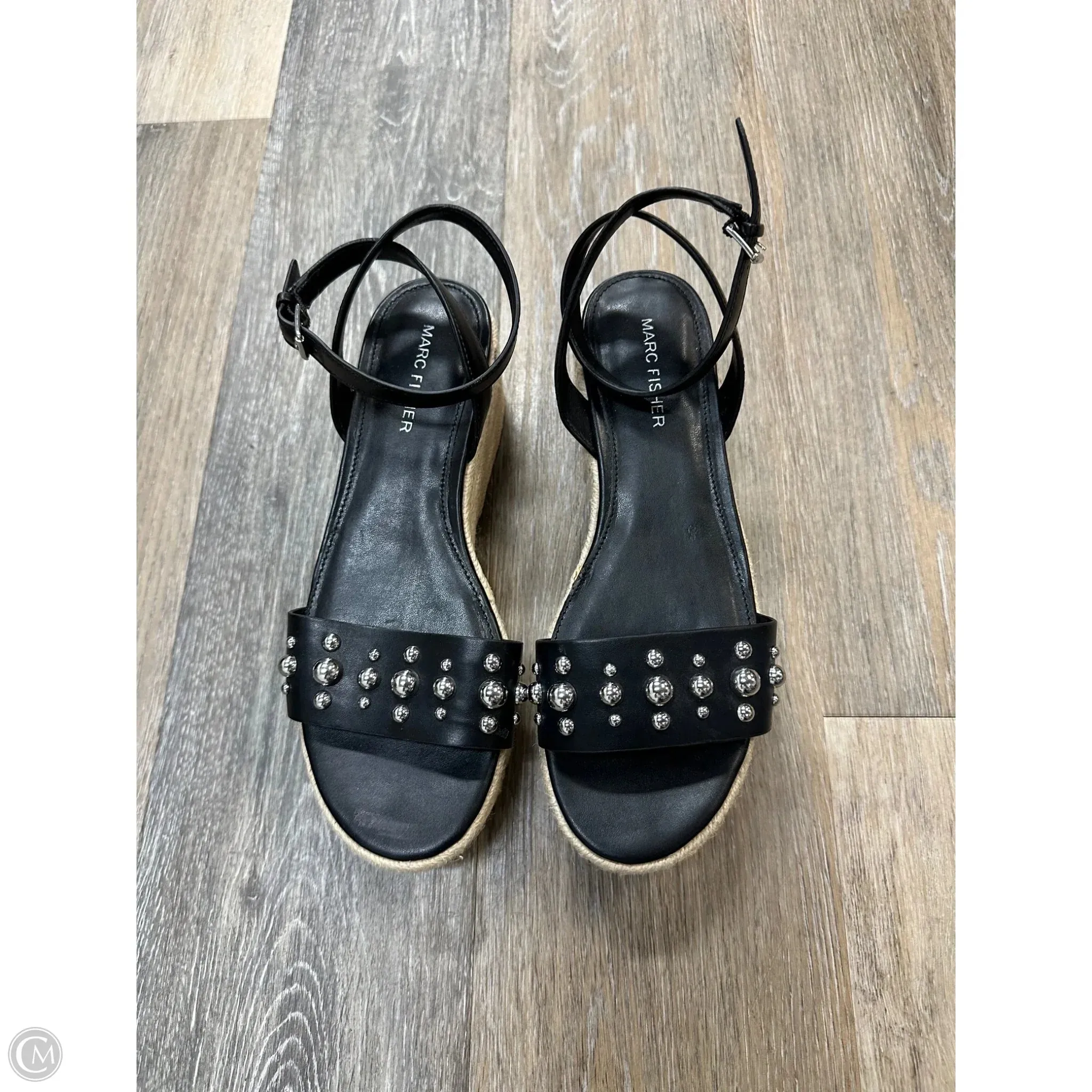 Sandals Heels Wedge By Marc Fisher In Black, Size: 7.5 marc-fisher