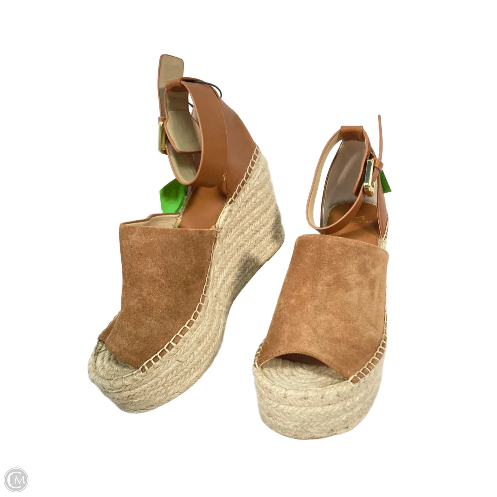 Sandals Heels Wedge By Marc Fisher In Brown & Cream, Size: 9 marc-fisher