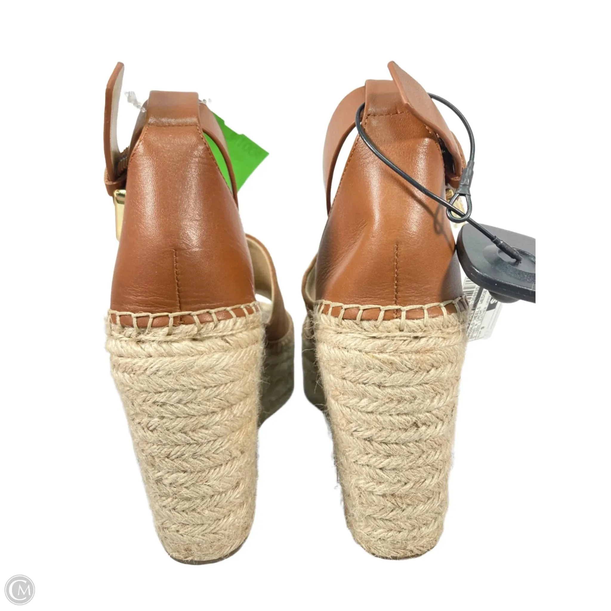 Sandals Heels Wedge By Marc Fisher In Brown & Cream, Size: 9 marc-fisher